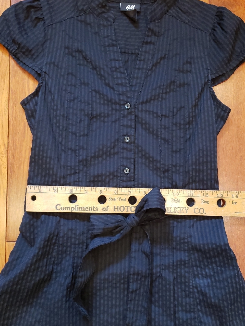 H&M Women's 6 Black on Black Vertical Striped Dress - Picture 9 of 11